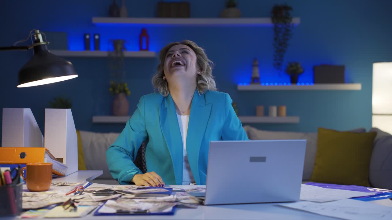 Home office worker woman is rich.