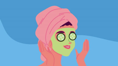 woman enjoying a relaxing facial mask and cucumber eye treatment