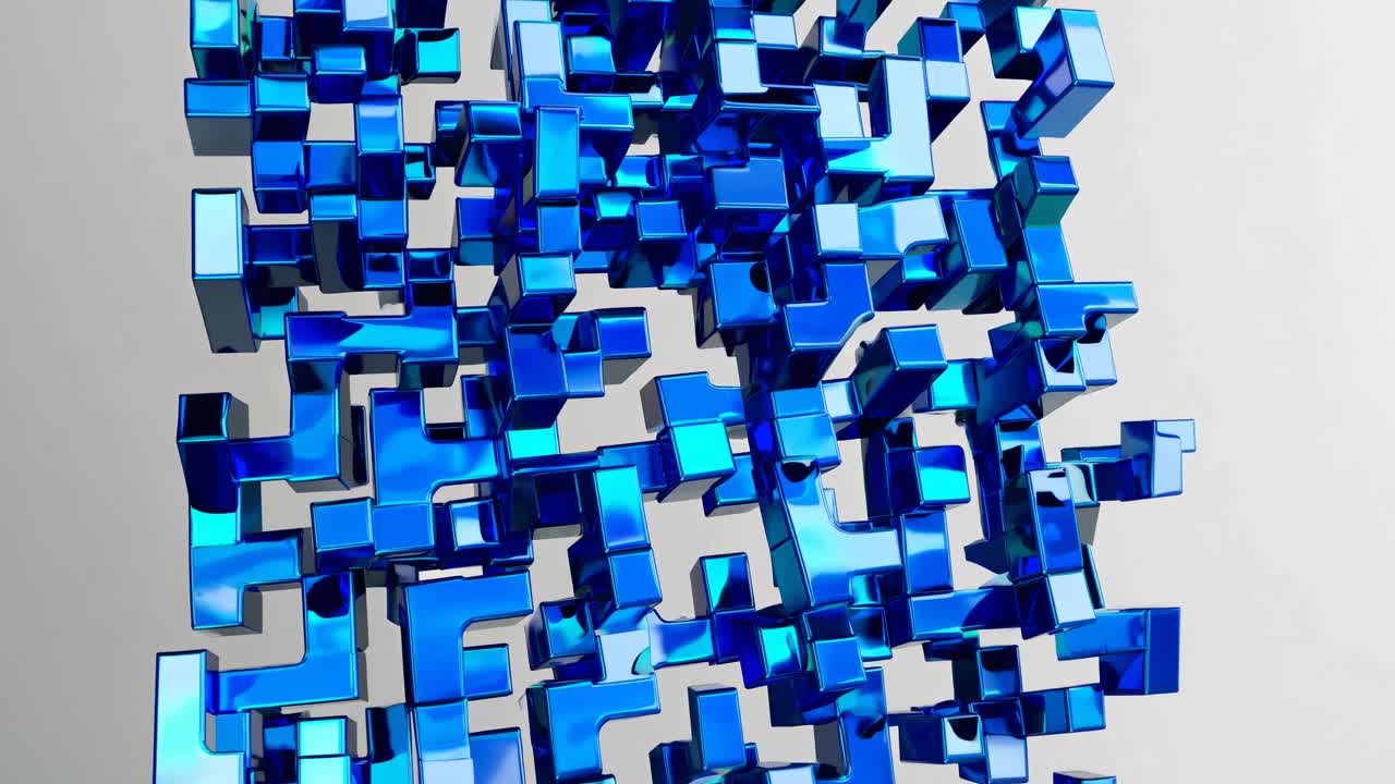 Abstract 3D Render of Blue Cubes