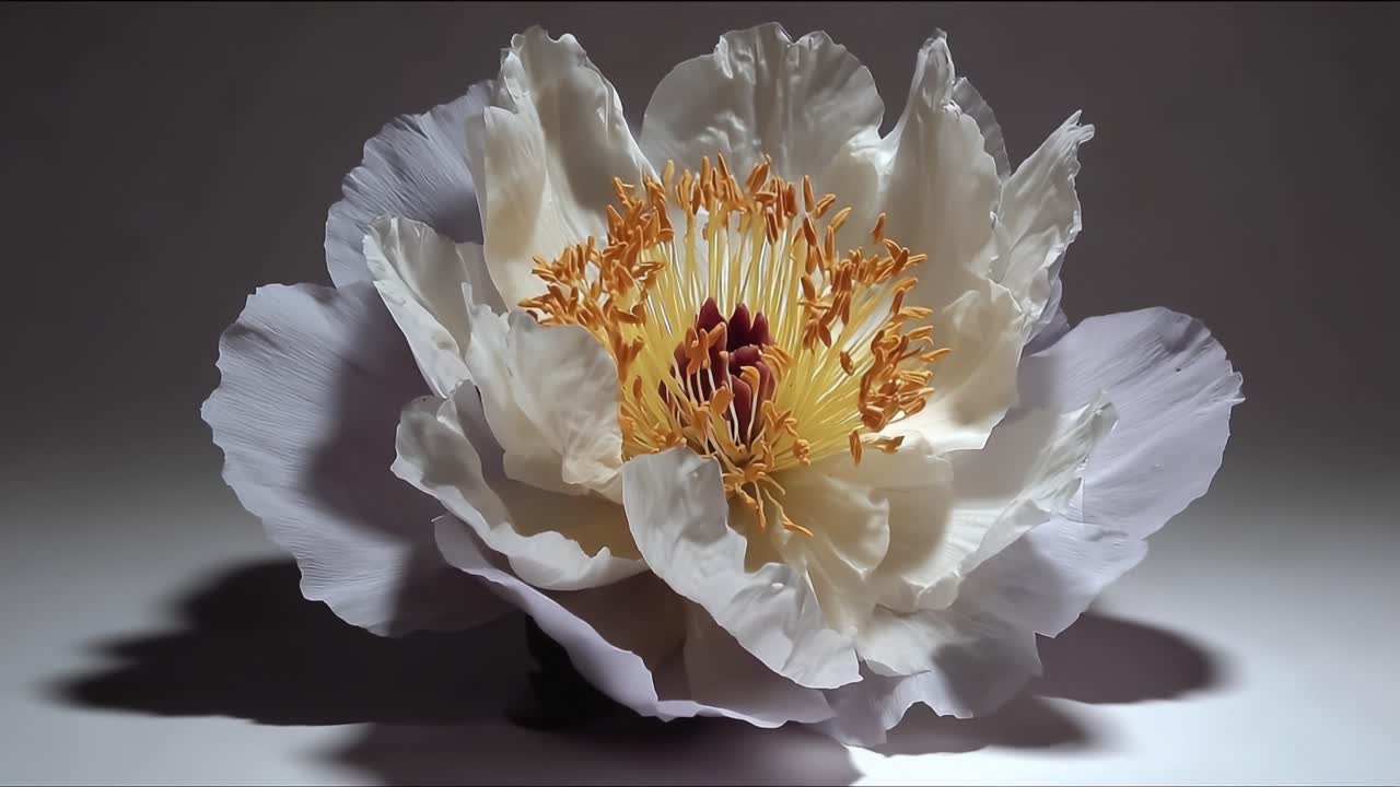 A Stunning Close-Up of a Delicate Flower in Elegant Bloom, Showcasing Its Intricate Petals and Vibrant Stamen with a Soft, Diffused Background
