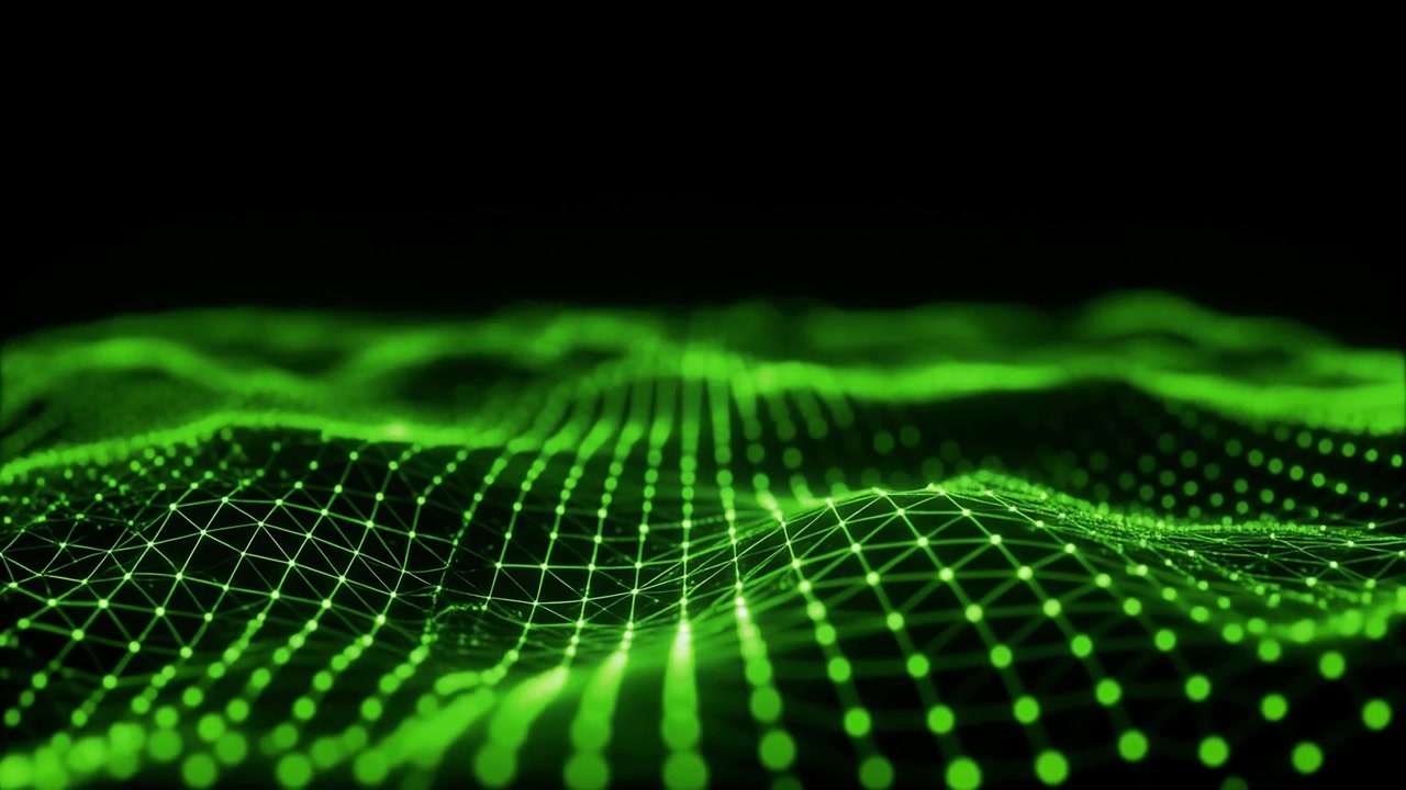 Abstract Green Digital Wave Network Flowing Seamlessly