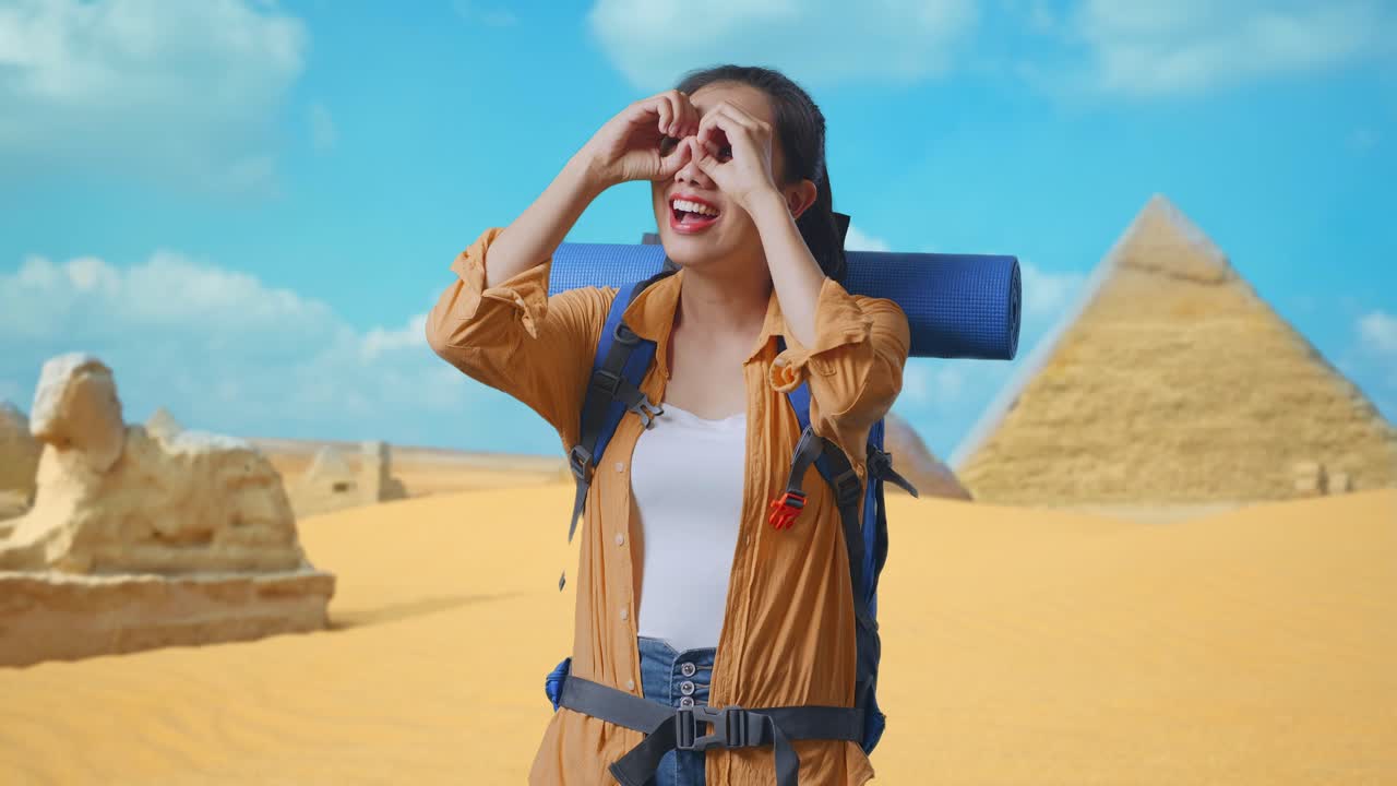 Woman Exploring the Pyramids of Egypt