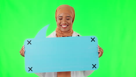 Muslim-woman,-green-screen