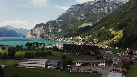 alpine village by the lake