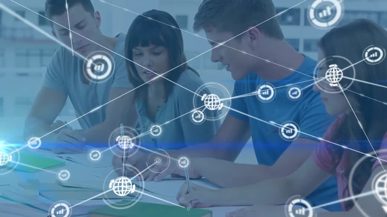 비즈니스 동료에 대한 아이콘과 연결 네트워크의 애니메이션