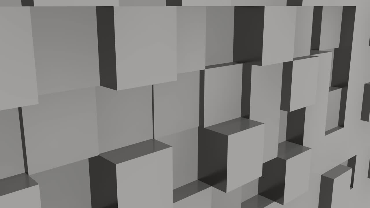 Beautiful Abstract Cubes Looped 3d Animation. White Wall Moving. Seamless Background
