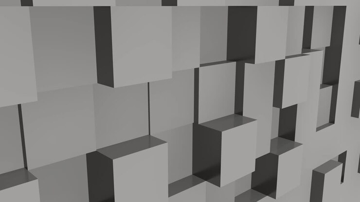 Beautiful Abstract Cubes Looped 3d Animation. White Wall Moving. Seamless Background
