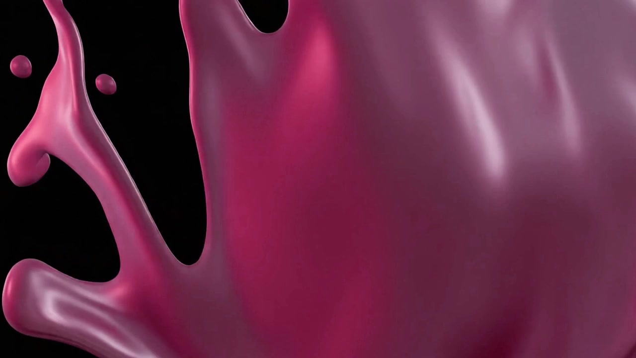 Movimento Astratto di Liquido Magenta Lucido che Schizza su Sfondo Nero