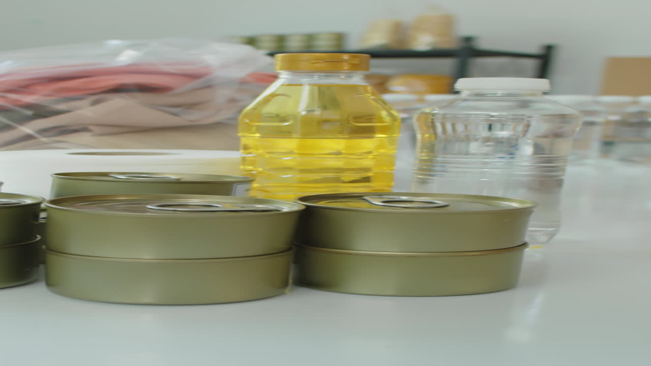 Vertical of Food and Clothes in Donation Center