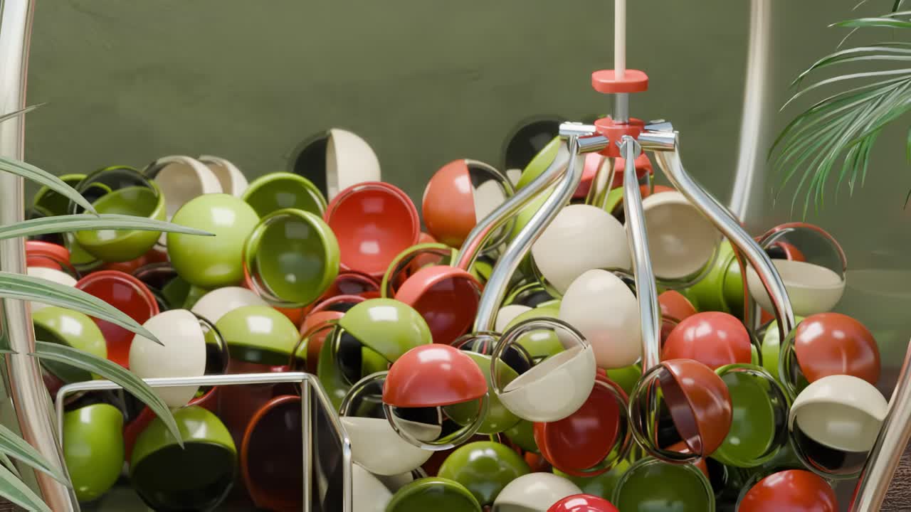 bolas geométricas abstractas de colores en un marco circular