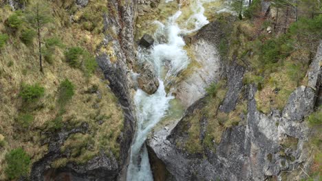 Alpine-river-and-waterfall-in-Bavaria,-Germany