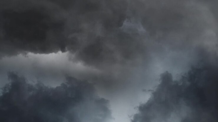 view of a thunderstorm that flashed across the dark sky