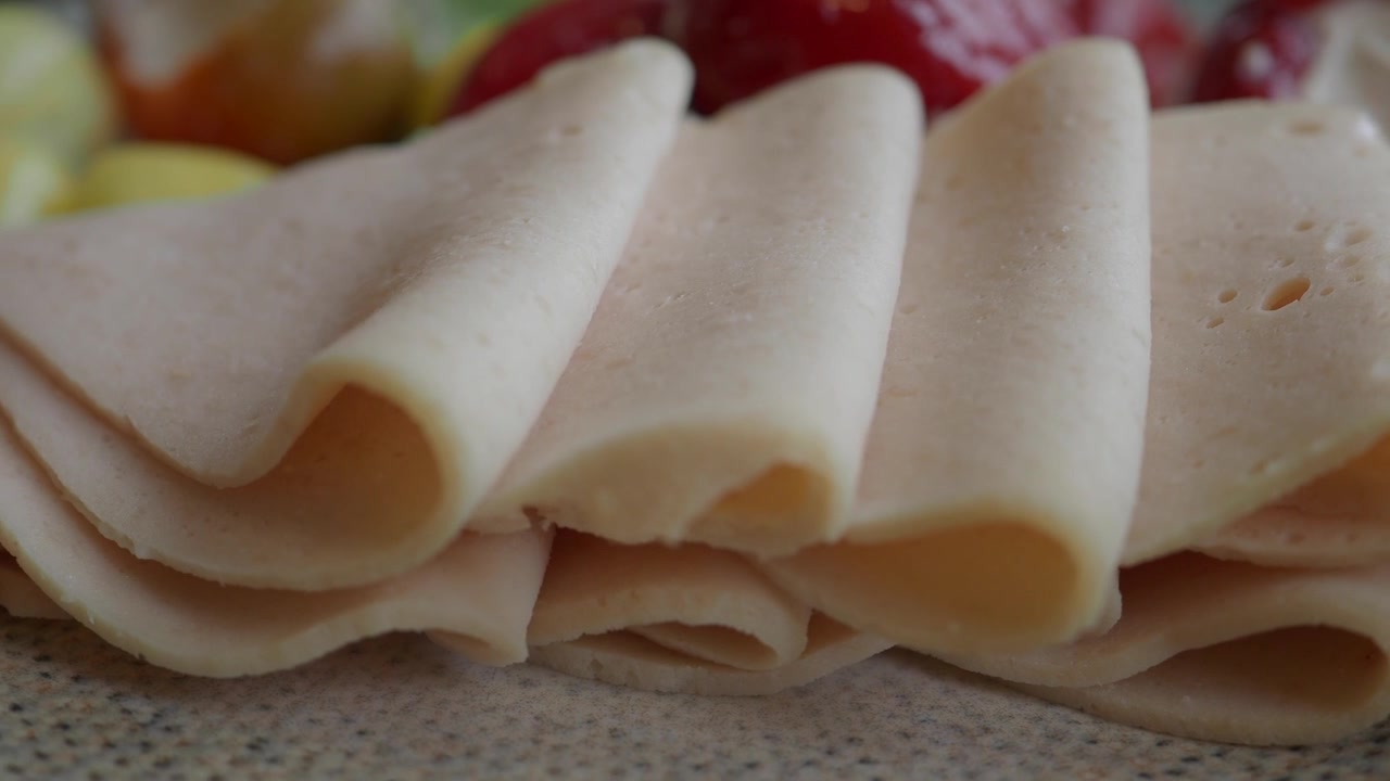 Close-up of Folded Slices of Deli Meat