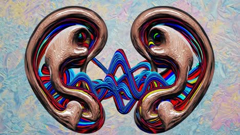 orejas abstractas con ondas psicodélicas