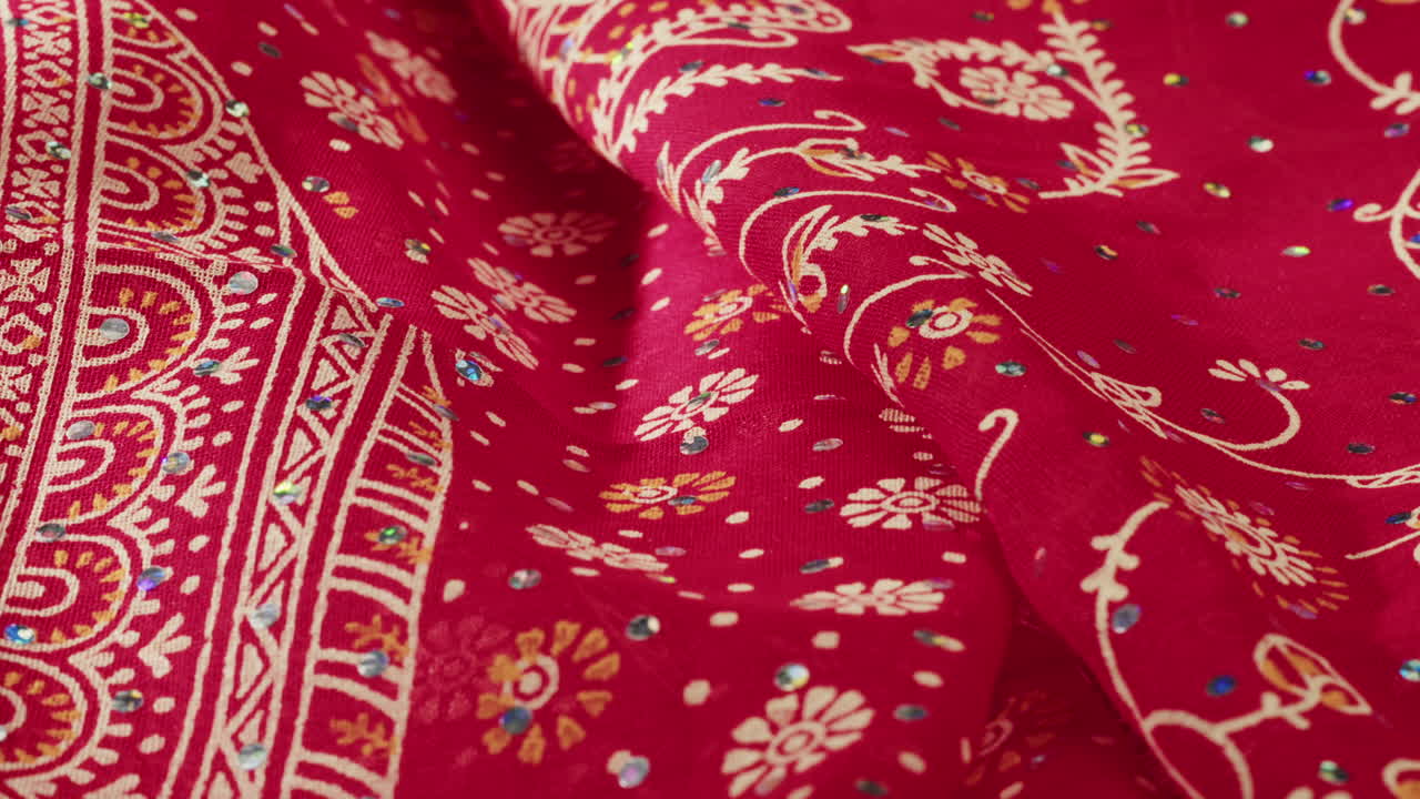 Close-up of Red Floral Fabric