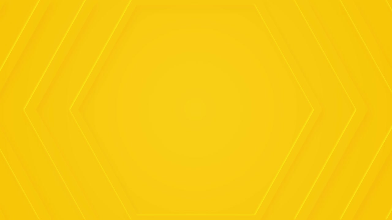 3d ligero gradiente amarillo soleado marco de texto en bucle sin costura. hexágono en forma de animación mínima.