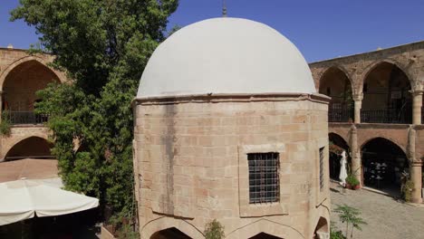 aerial great inn(büyük han) cervansarai in nicosia old town, north cyprus