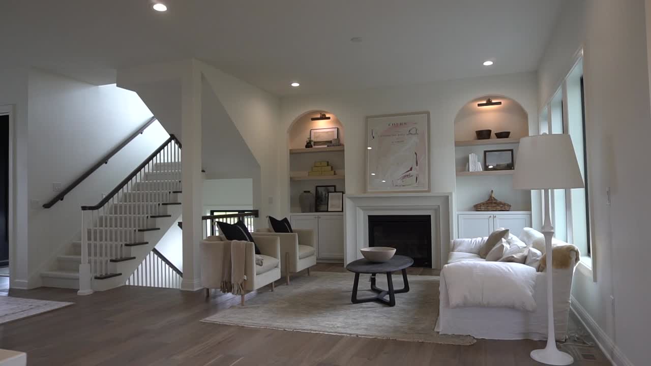 Modern mid century living room with minimal accents.