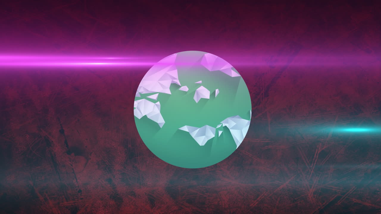 animación del globo y los rastros de luz sobre fondo rojo