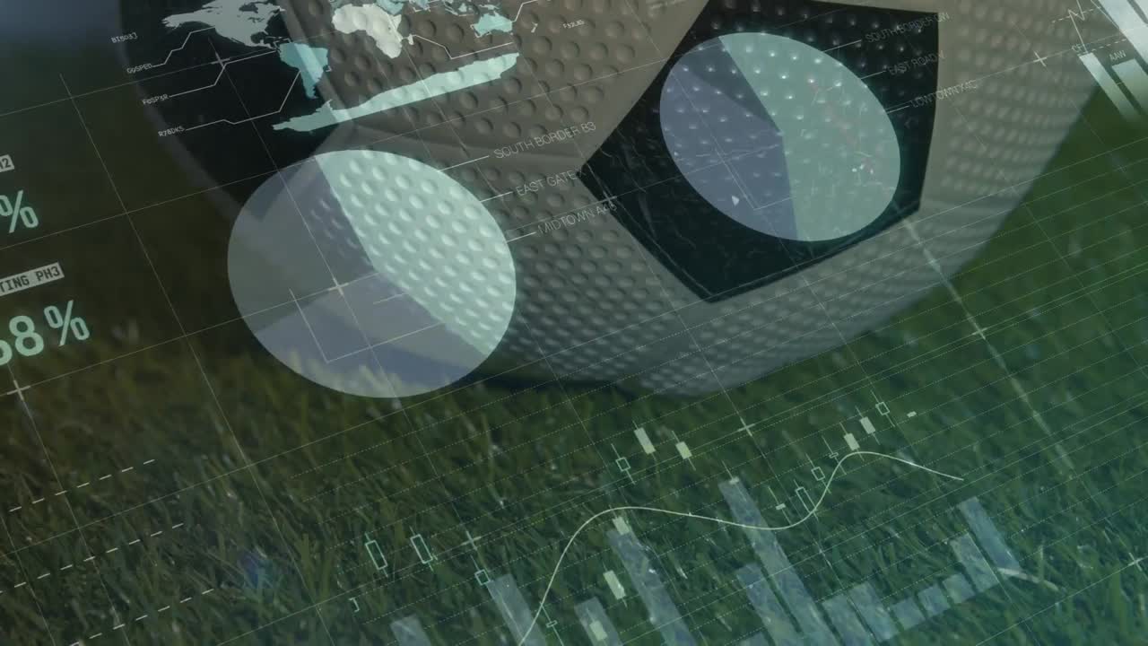 스포츠 스타디움에서 축구에 대한 데이터 처리 애니메이션