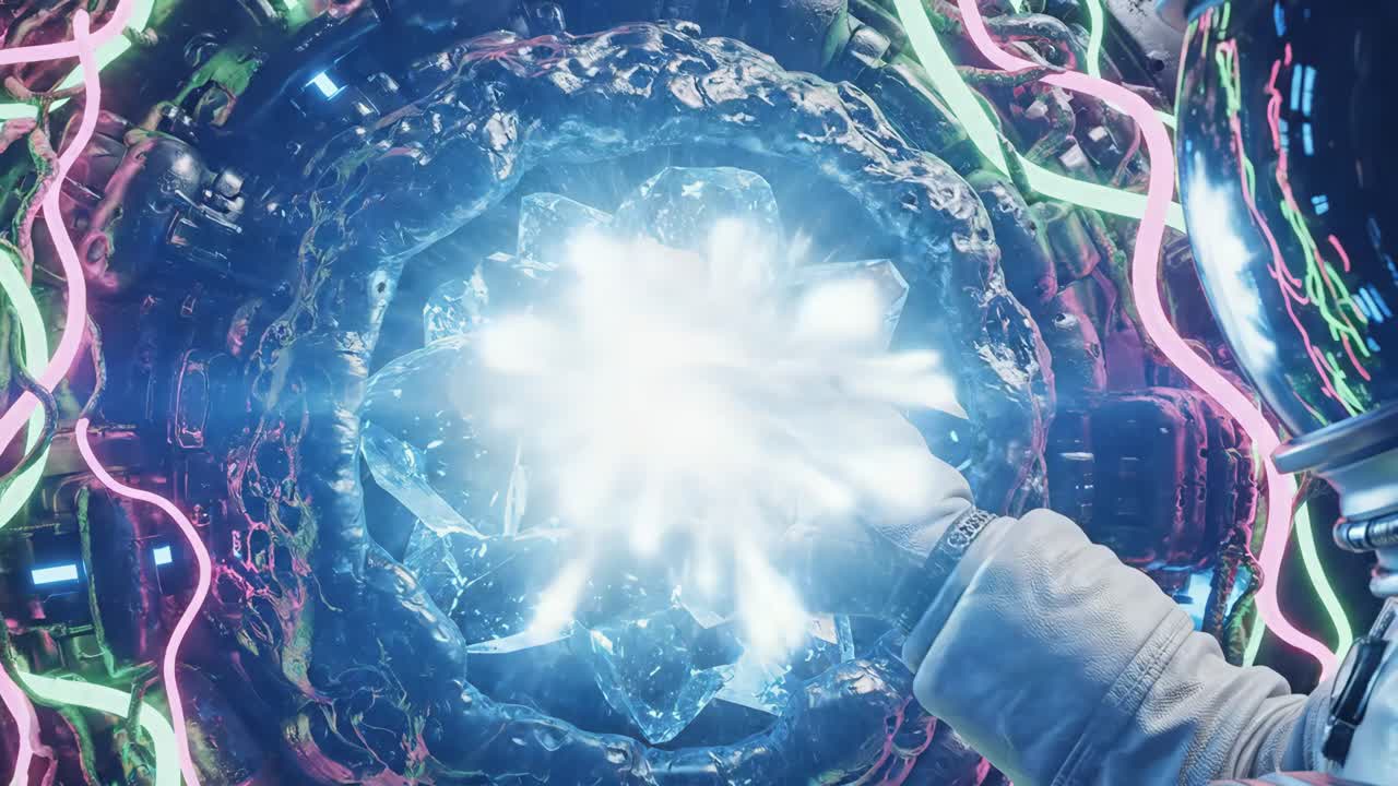 Astronaut and Glowing Crystal