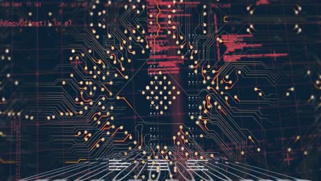 animación de una placa de circuitos informáticos sobre el procesamiento de datos