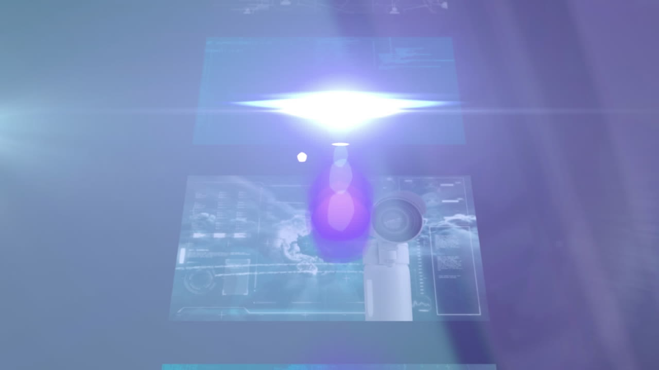 움직이는 빛으로 캐스케이딩 인터페이스 화면에서 데이터 처리의 애니메이션