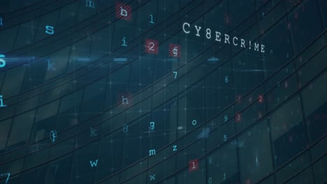 animation of cyber attack data processing over modern building background