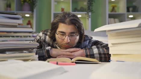 university student reading a book.