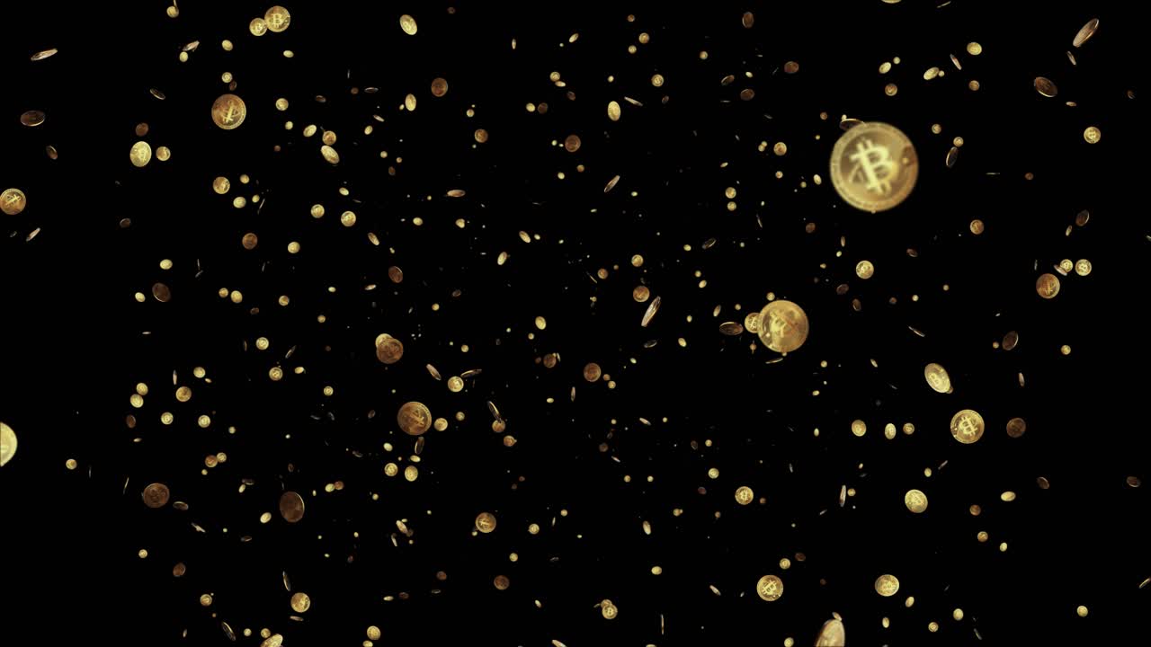 3d loop golden coins rain with currency signs banking exchange falling coin economy and finance