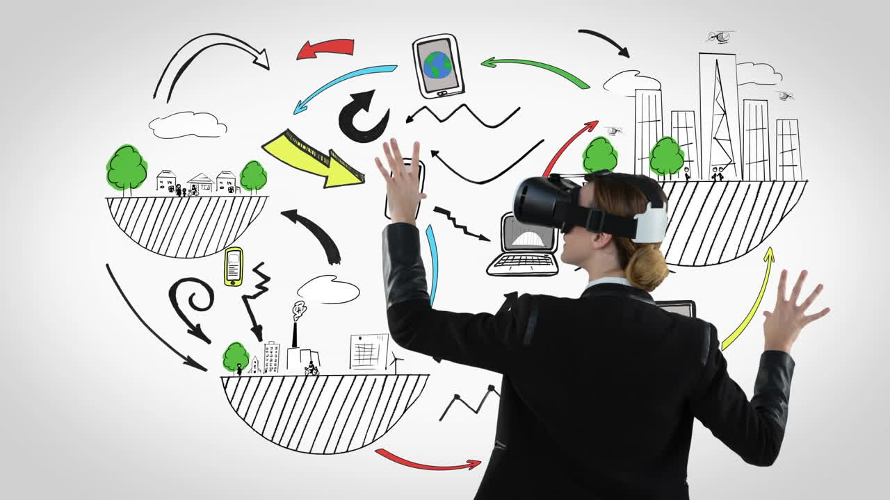 vr 비디오를 사용하는 여성