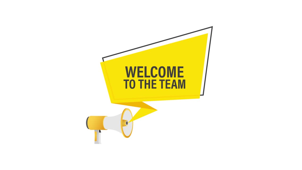 bienvenido al equipo escrito en la burbuja de habla. letrero publicitario. 4k