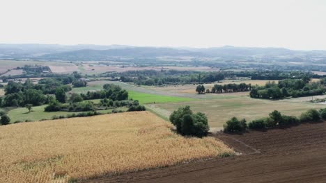 Beautiful-slow-drone-shot-of-French-farmland