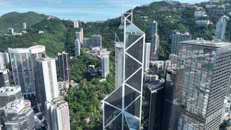 aerial view of hong kong business district in a summer day