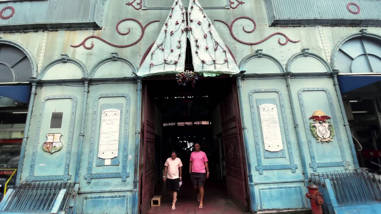 Brazil, Belem, The Ver-o-Peso Market and Surroundings:A street view of the Ver-o-Peso market, capturing the lively vendors, colorful stalls, and bustling activity in this iconic marketplace