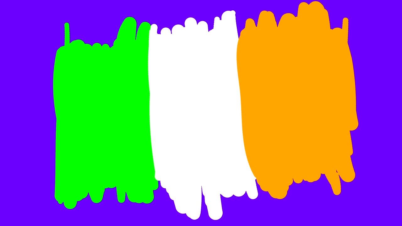 Ireland flag drawing on green screen isolated whiteboard