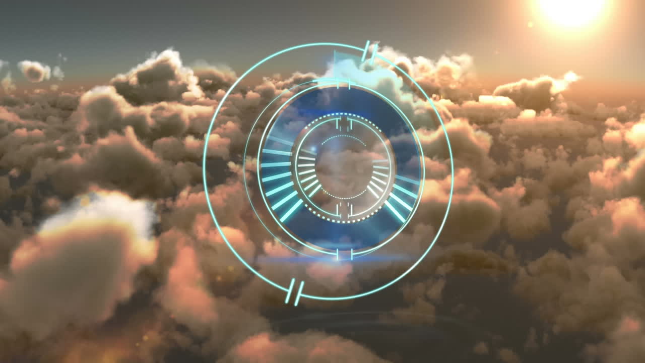 animación de la cerradura de la caja fuerte girando sobre el cielo nublado