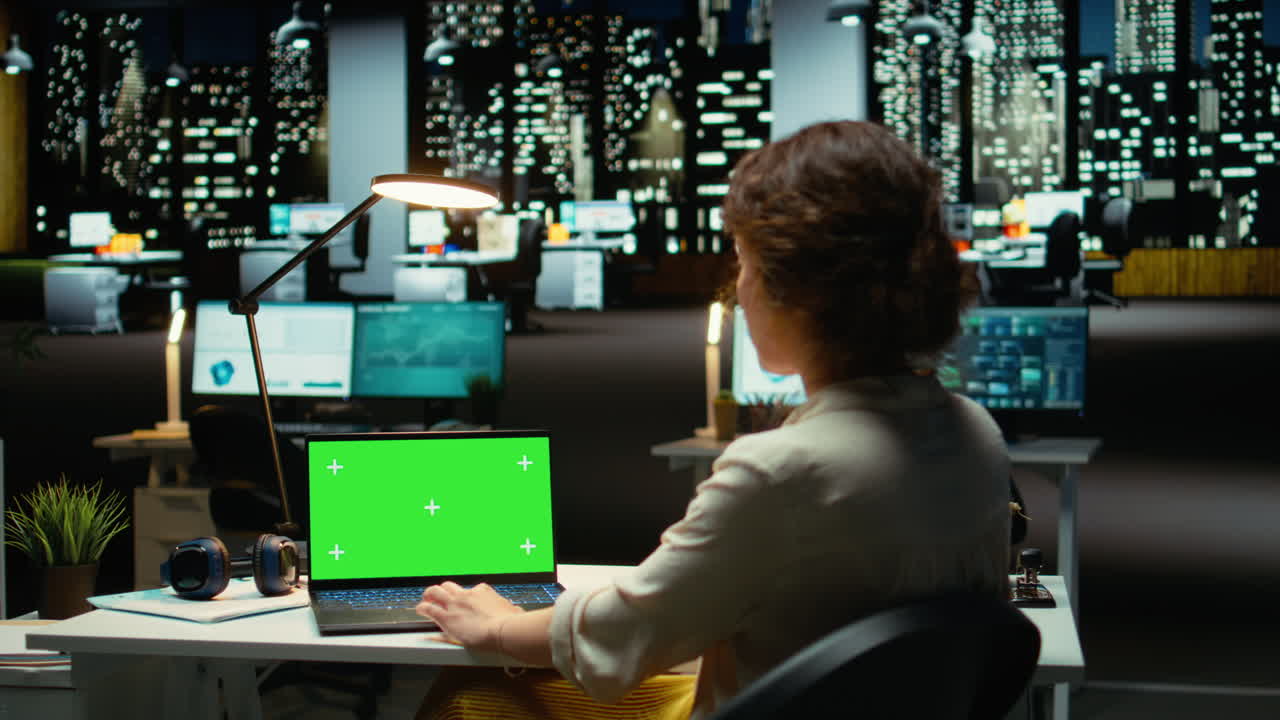 Vertical Video Businesswoman engaged in business administration next to copy space