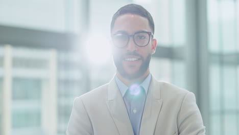 Face-glasses,-lawyer-and-funny-man-in-office