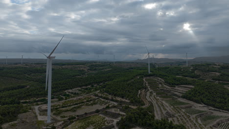 Dark-cold-moody-sky-with-a-wind-farm