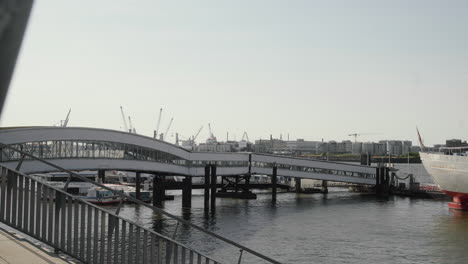 hamburg überseebrücke at landungsbrücken in the morning