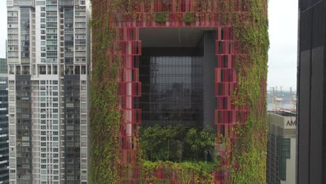 vertical garden on a modern skyscraper in a city