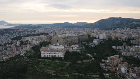 Aerial-zoom-out-hyperlapse-of-Castel-Sant'Elmo-in-Naples,-Italy