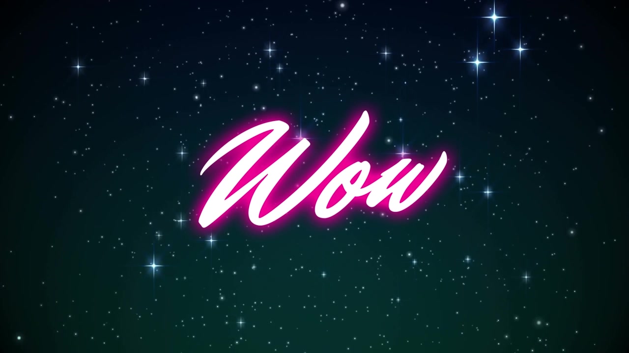 Animation of wow text and spots on black background