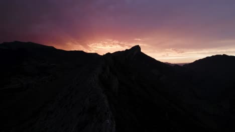 sunset over mountain peaks