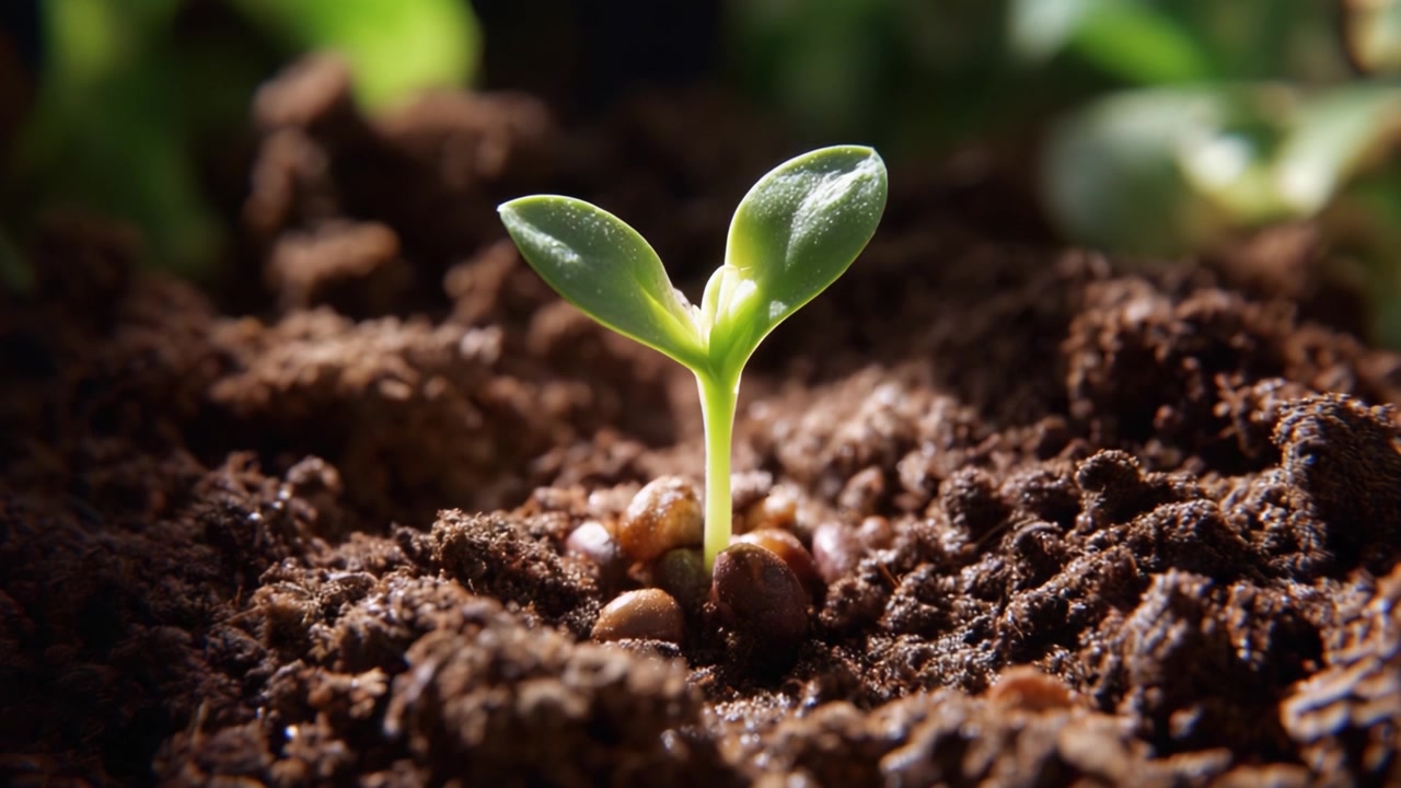 Crescita di piante emergenti: una piantina che si fa strada nel terreno, mostrando la bellezza della natura e il ciclo della vita in un primo piano di nuovi inizi.