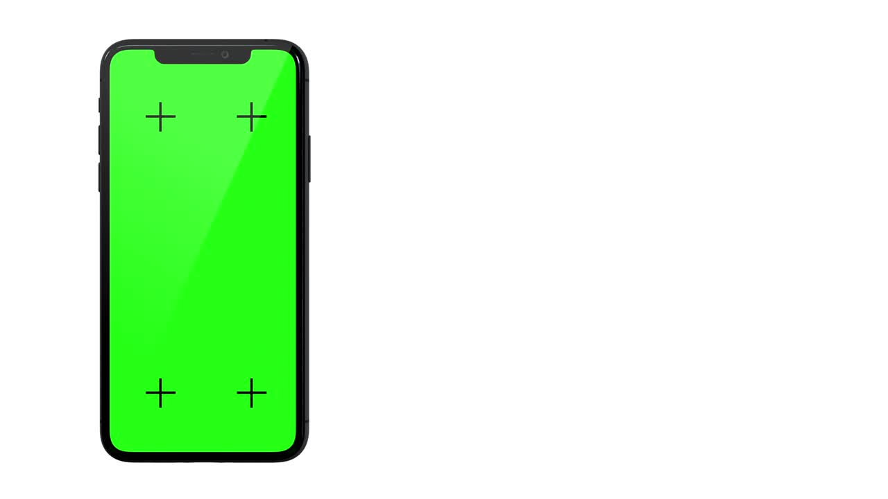 pantalla verde del teléfono inteligente revela desde abajo en fondo blanco con canal luma