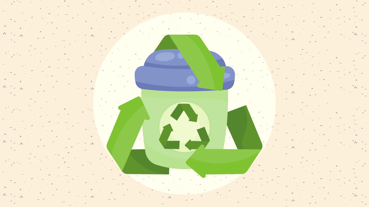 쓰레기통 애니메이션에서 재활용 화살표