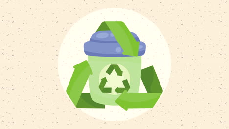 flechas de reciclaje en la animación del contenedor de basura