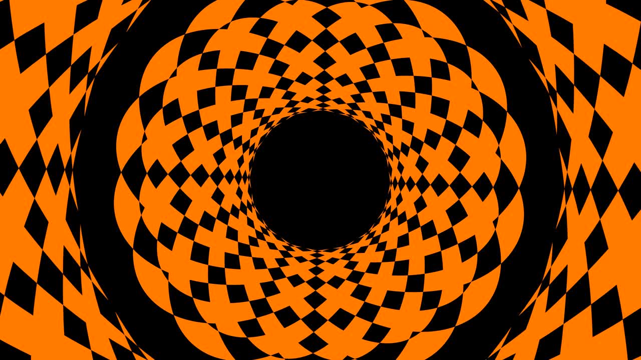 diseño gráfico que gira en el centro y aumenta el tamaño, para cubrir todo el fondo y desaparecer.